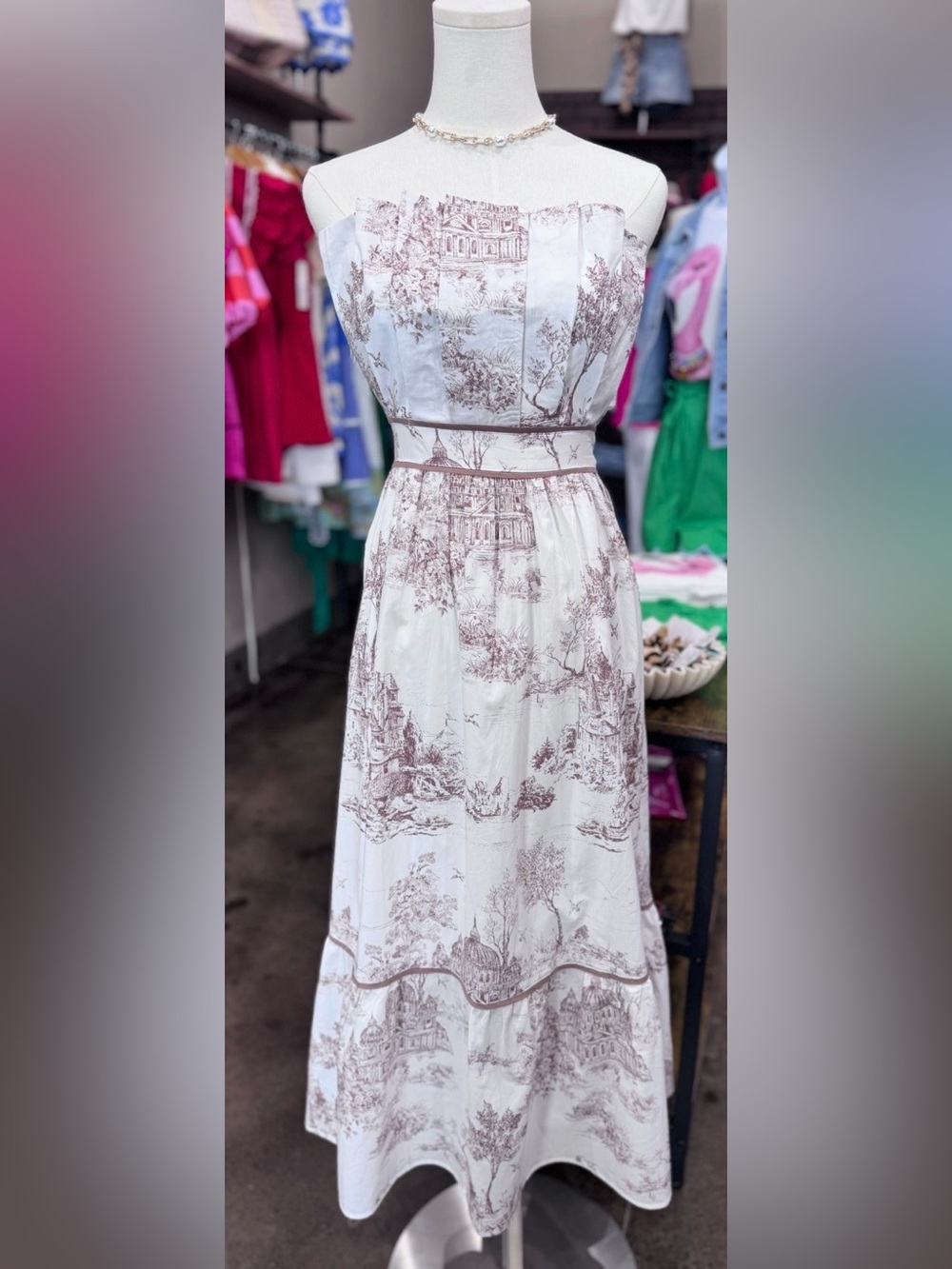 UMGEE Strapless Toile Dress with Pleated Bust